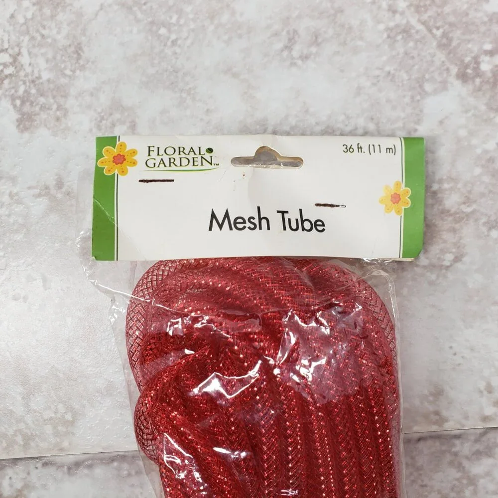 Arts Crafts Decorative Floral Garden Mesh Garland Plastic Red Tubing 36 ft